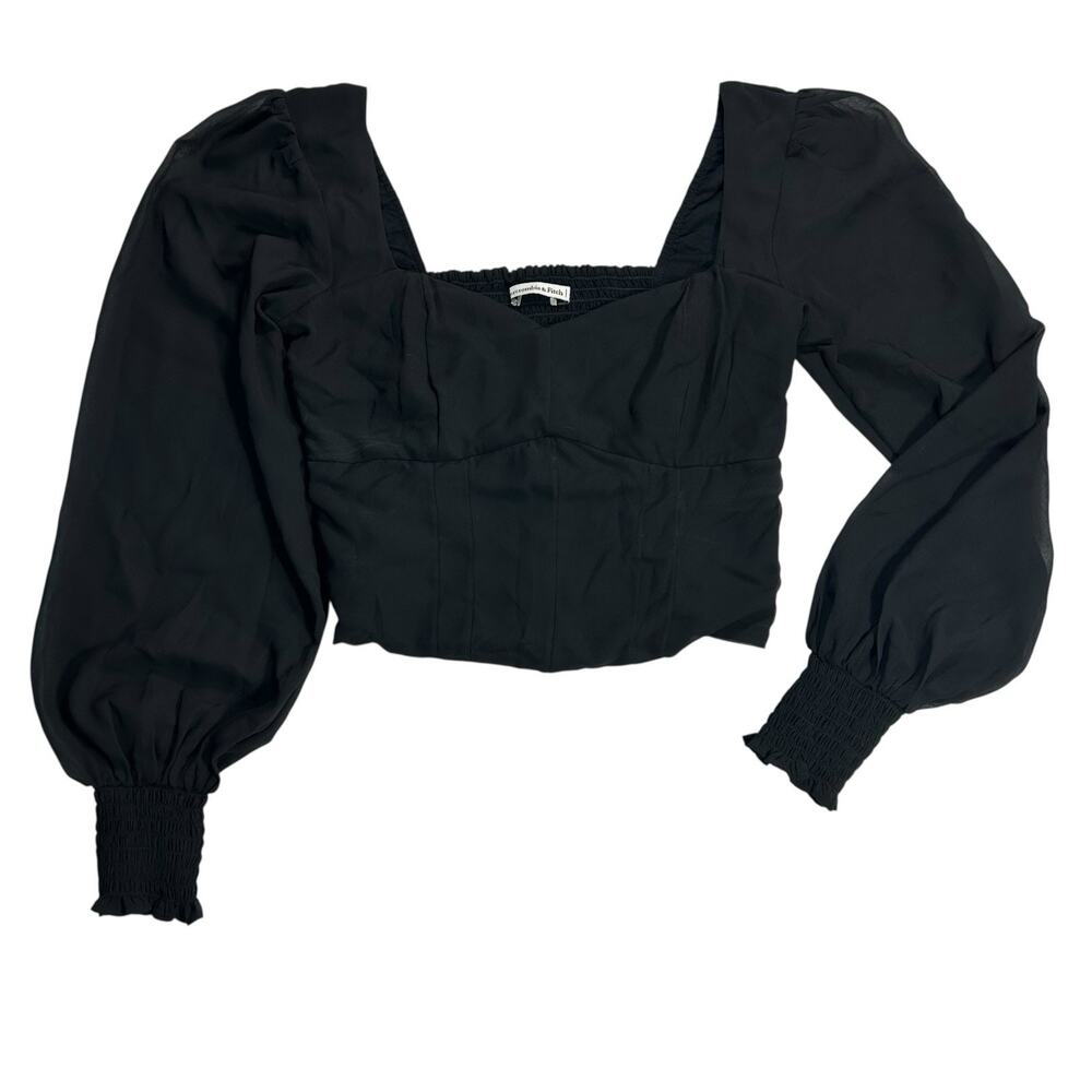 Abercrombie & Fitch S Black Top Bustier Milkmaid Prairie Smocked Cottagecore Y2k